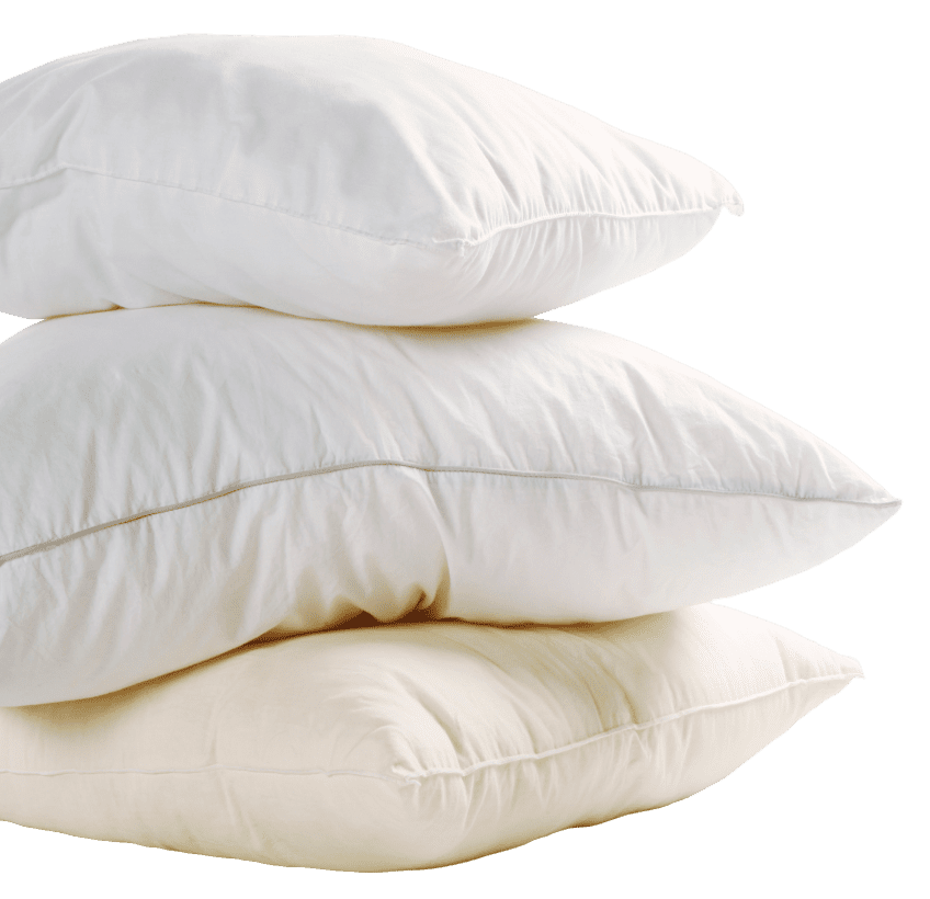 A stack of four pillows on top of each other.